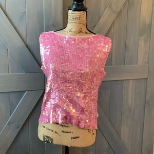 Vintage Pink sequin party sweater, size L